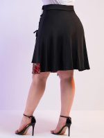 ROSE GAL Women's Plus Size Plain Mini Skirt Casual Plain Chain Detail High Waisted Short A-Line Gothic Skirt - Image 3